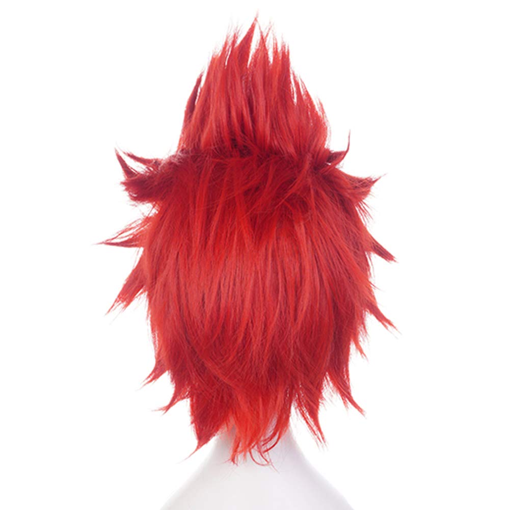 ANOGOL Short Red Anime Cosplay Wig - Synthetic Spiky Angry Wig for Men | Halloween, Christmas Party Costume | Perfect for Cosplay, Themed Parties & Costume Events