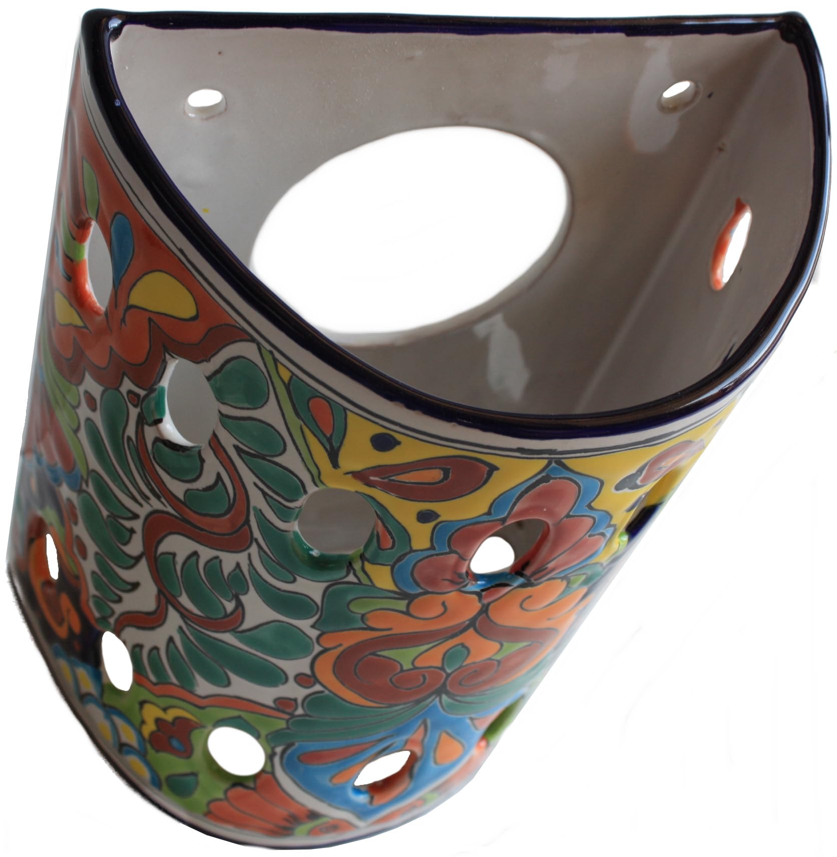 Vibrant Rainbow Talavera Ceramic Wall Sconce - Hand-Painted Mexican Folk Art Light Fixture for Home Decor, Kitchen, Bathroom & Outdoor Spaces