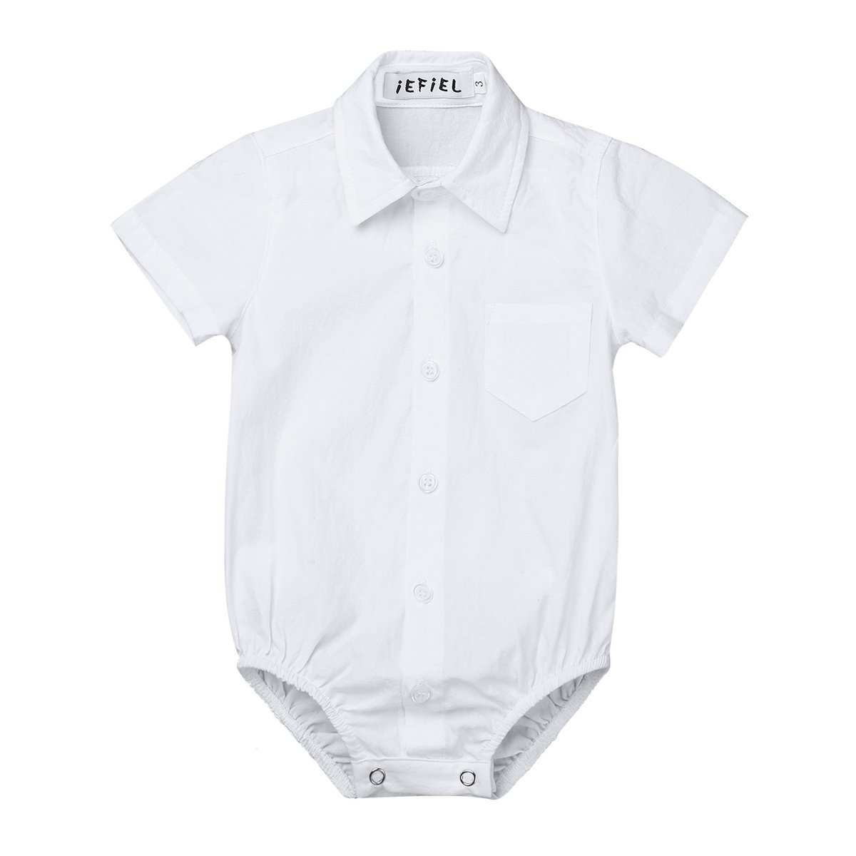 iEFiEL Baby Boys Formal Romper Jumpsuit - Long & Short Sleeve Gentleman Dress Shirt Bodysuit for Infants | Perfect for Christenings, Weddings & Special Occasions