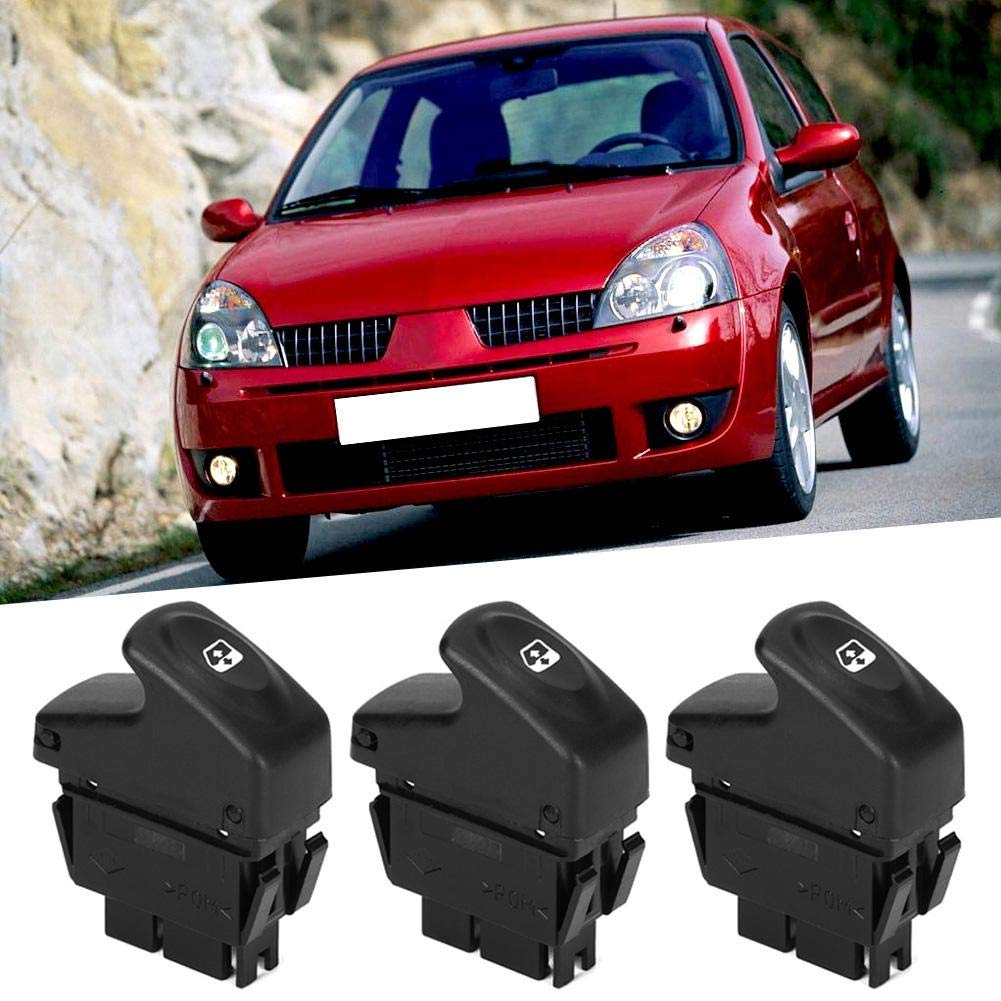 Qiilu 3-Piece Car Electric Window Switch Buttons (7700838100) - Power Window Switch Replacement Compatible with Renault Vehicles | Perfect for DIY Auto Repairs & Window Mechanism Upgrades