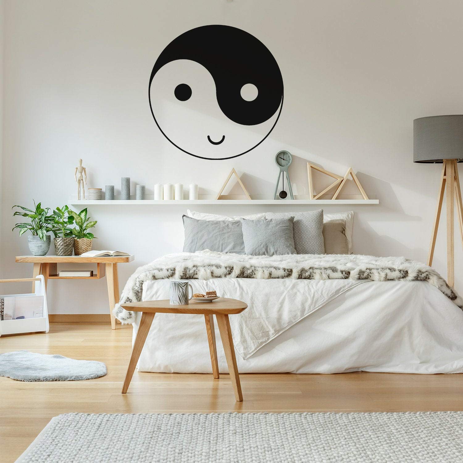 Yin Yang Vinyl Wall Decal - Peace Love Symbol Yoga Art Sticker for Home Decor, Bedroom, Office & Meditation Space - Black & White Circle Mural Gift for Yoga Lovers