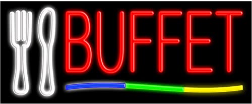 Buffet Glass Neon Sign #10752 - Handcrafted in USA | Vintage Diner Decor, Bar & Restaurant Wall Art