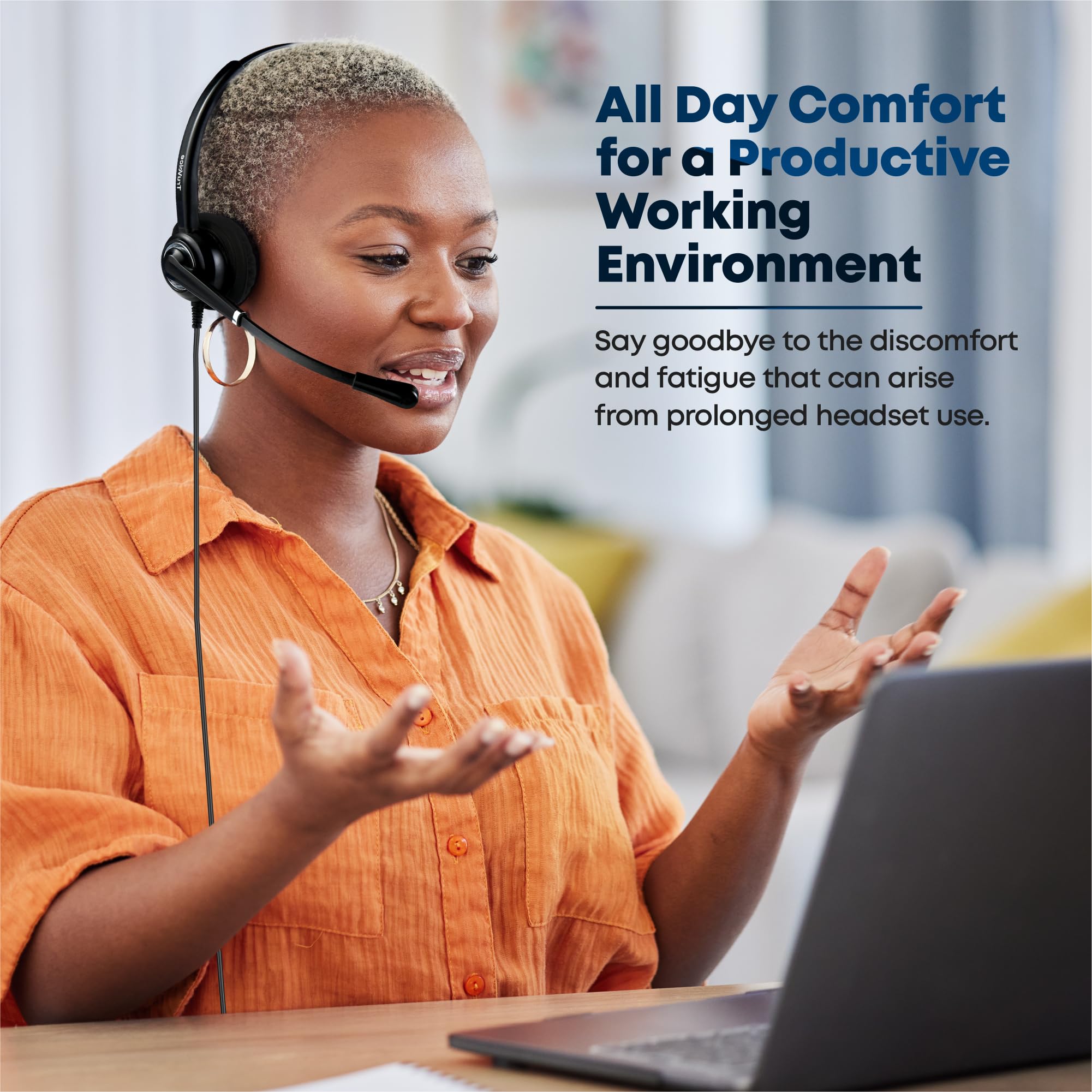 VoicePro 10 Professional USB Headset with Noise Canceling Mic - HD Sound & Mute Control for Home Office, Call Center | Compatible with Zoom, Teams, Skype | Perfect for Remote Work & Online Meetings