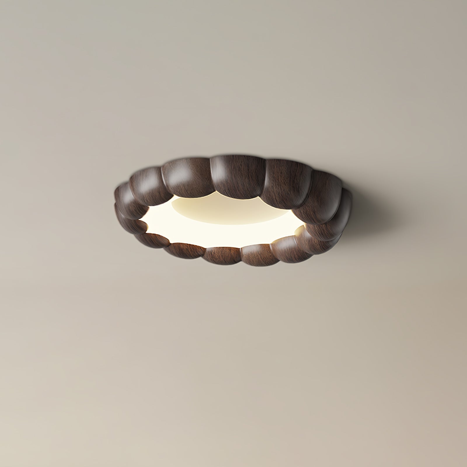 Modern Faux Wood Ripple Ceiling Light Fixture - Waterproof LED Chandelier for Bedroom, Living Room, Dining Room & Office Lighting Decor