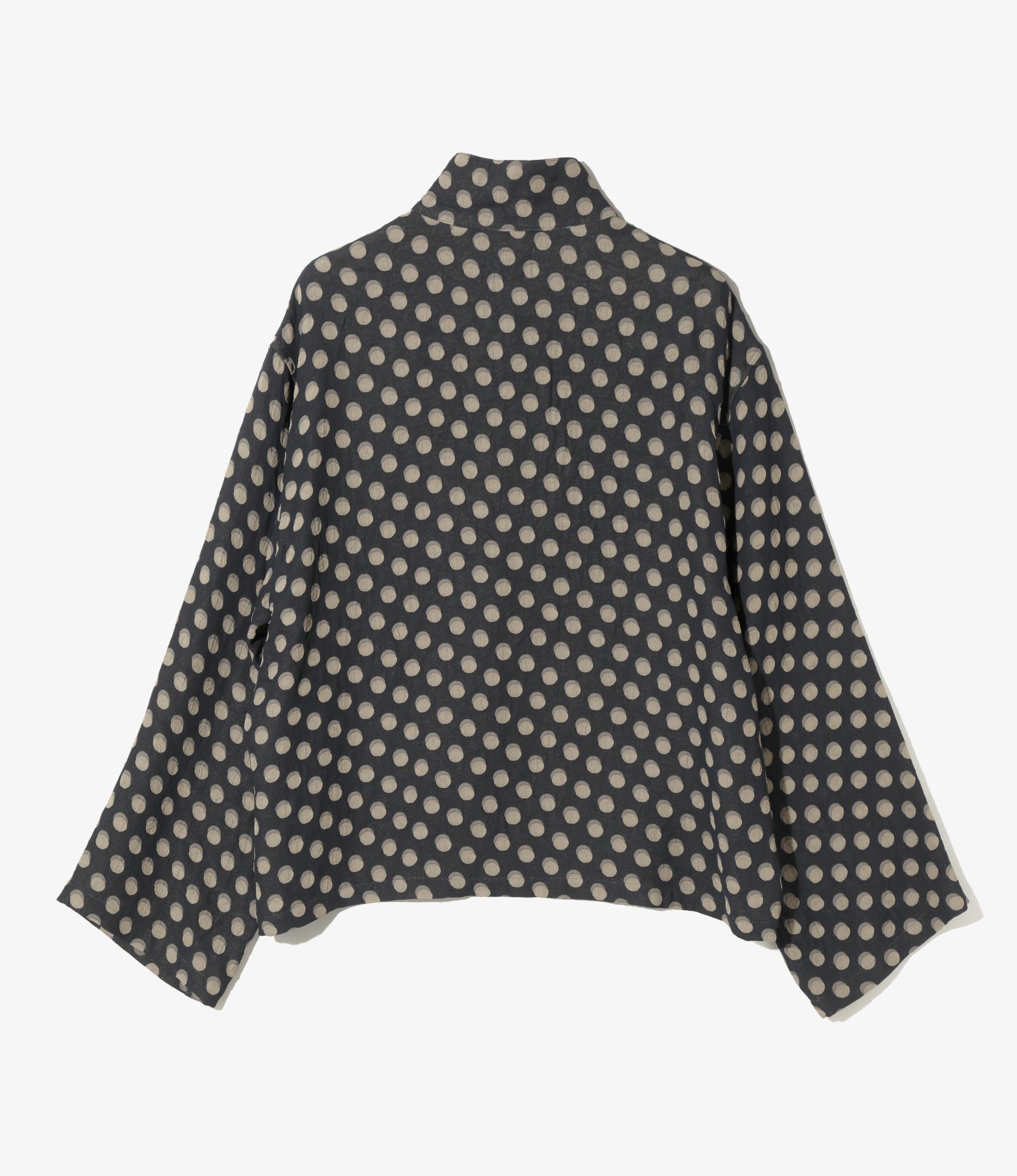 China Shirt - Navy Polo Dot Jacquard Blouse for Women | Elegant Casual Wear for Office, Party & Daily Outfits