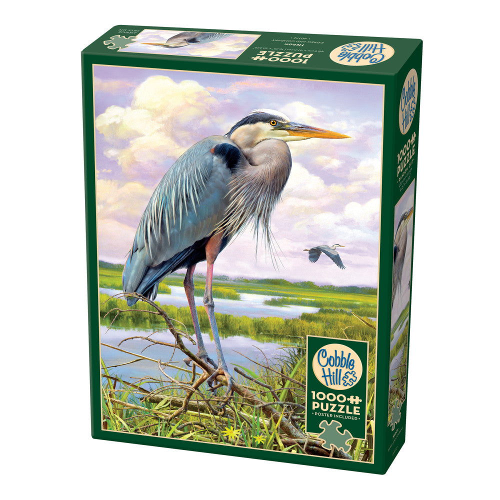 Cobble Hill 1000 Piece Heron Jigsaw Puzzle with Reference Poster - Eco-Friendly Puzzle for Adults - Perfect for Relaxation, Family Bonding & Home Decor