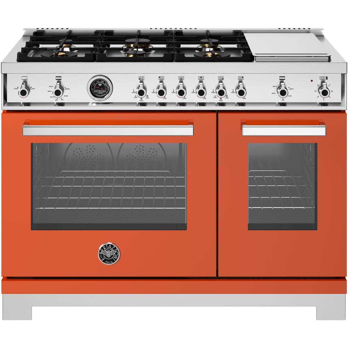 Bertazzoni PRO486BTFGMART 48-Inch Freestanding Gas Range - Professional Stainless Steel Oven with 6 Burners & Griddle for Home Chefs - Perfect for Gourmet Cooking & Large Family Meals