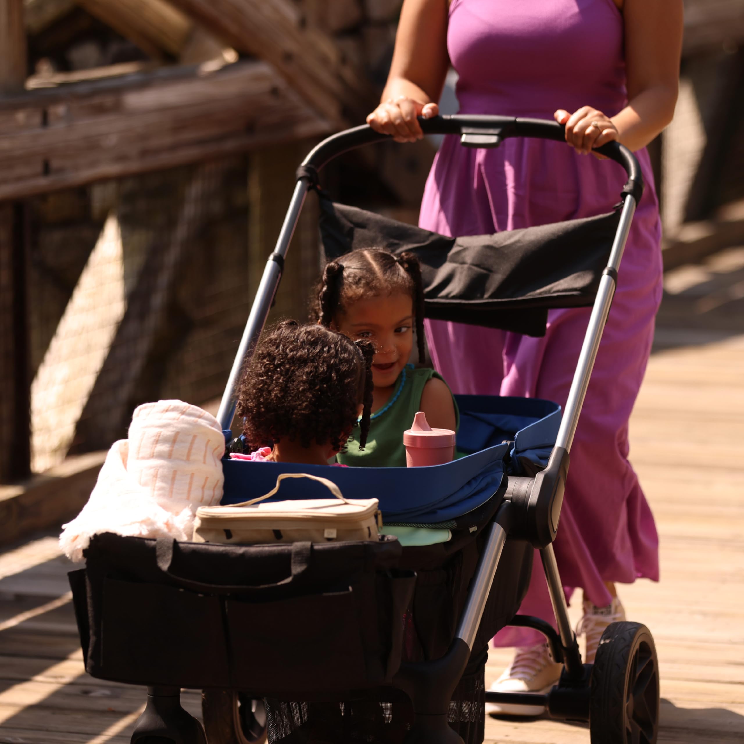 Safety 1st Summit Wagon Stroller for 2 Kids - Double Baby Stroller Wagon with Removable Child Tray, 2 Cup Holders & Wave Runner Wheels | Perfect for Park Outings, Beach Trips & Family Adventures