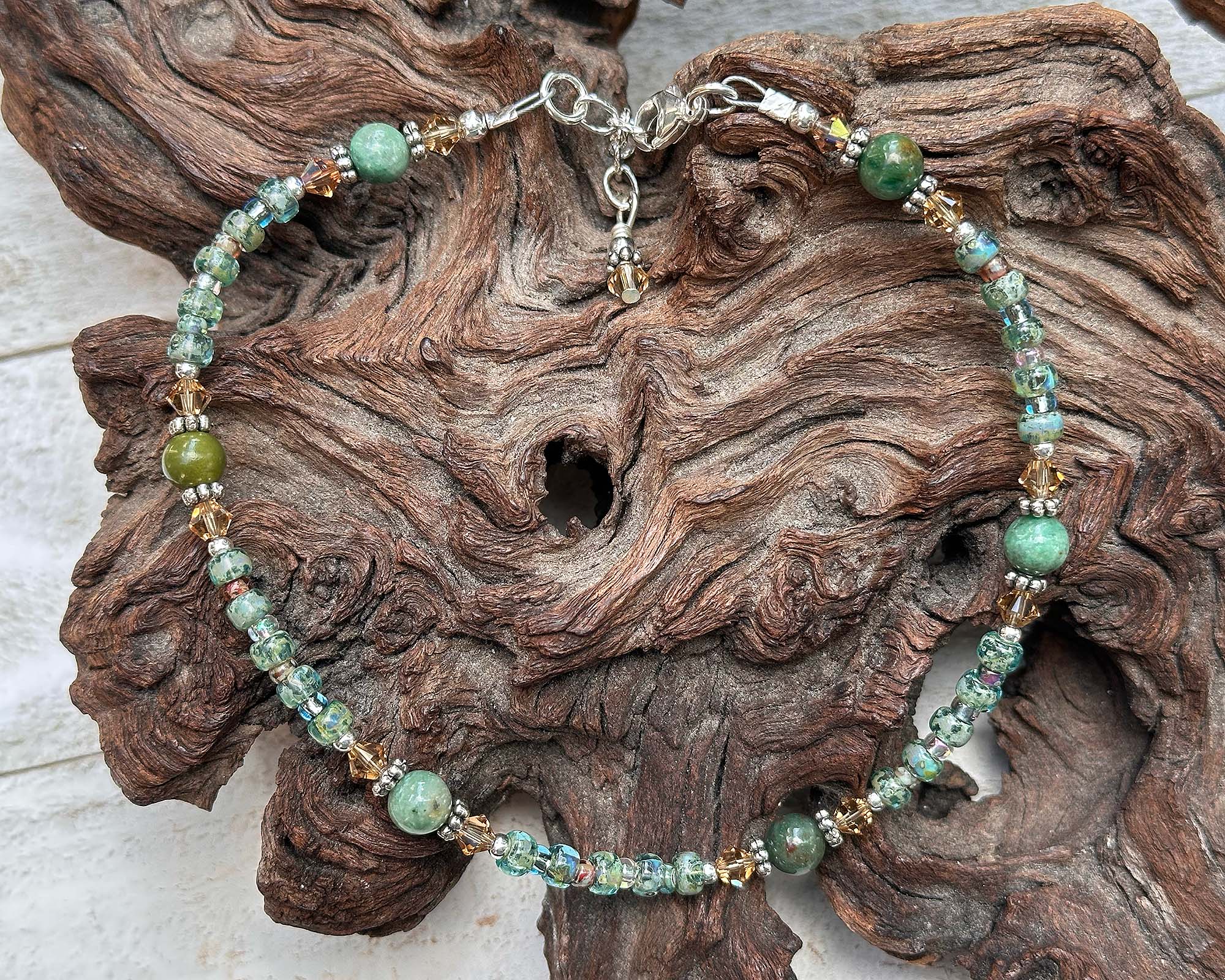 Green Jade Gemstone Beaded Anklet - Handmade Adjustable Ankle Bracelet for Women | Boho Chic Jewelry for Summer, Beach & Yoga