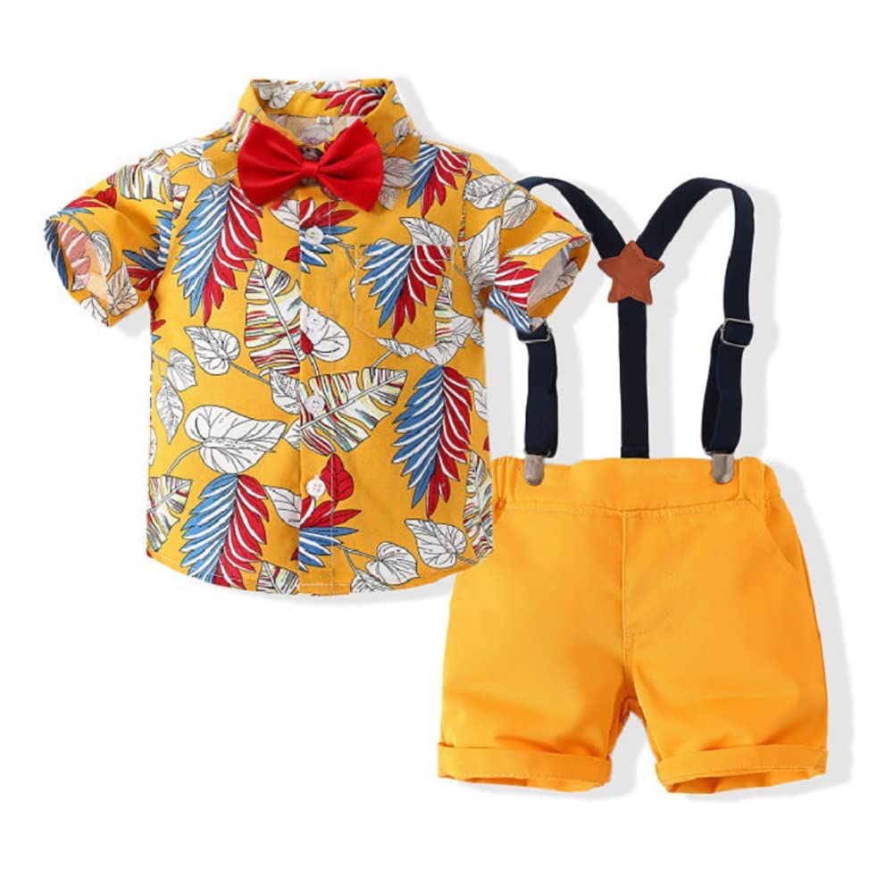 EFINNY Baby Boy Summer Outfit - Floral Short Sleeve Shirt & Shorts Set, Hawaiian Style Toddler Clothes for Boys 0-24 Months | Beach Vacation, Family Photos, Birthday Party Outfits