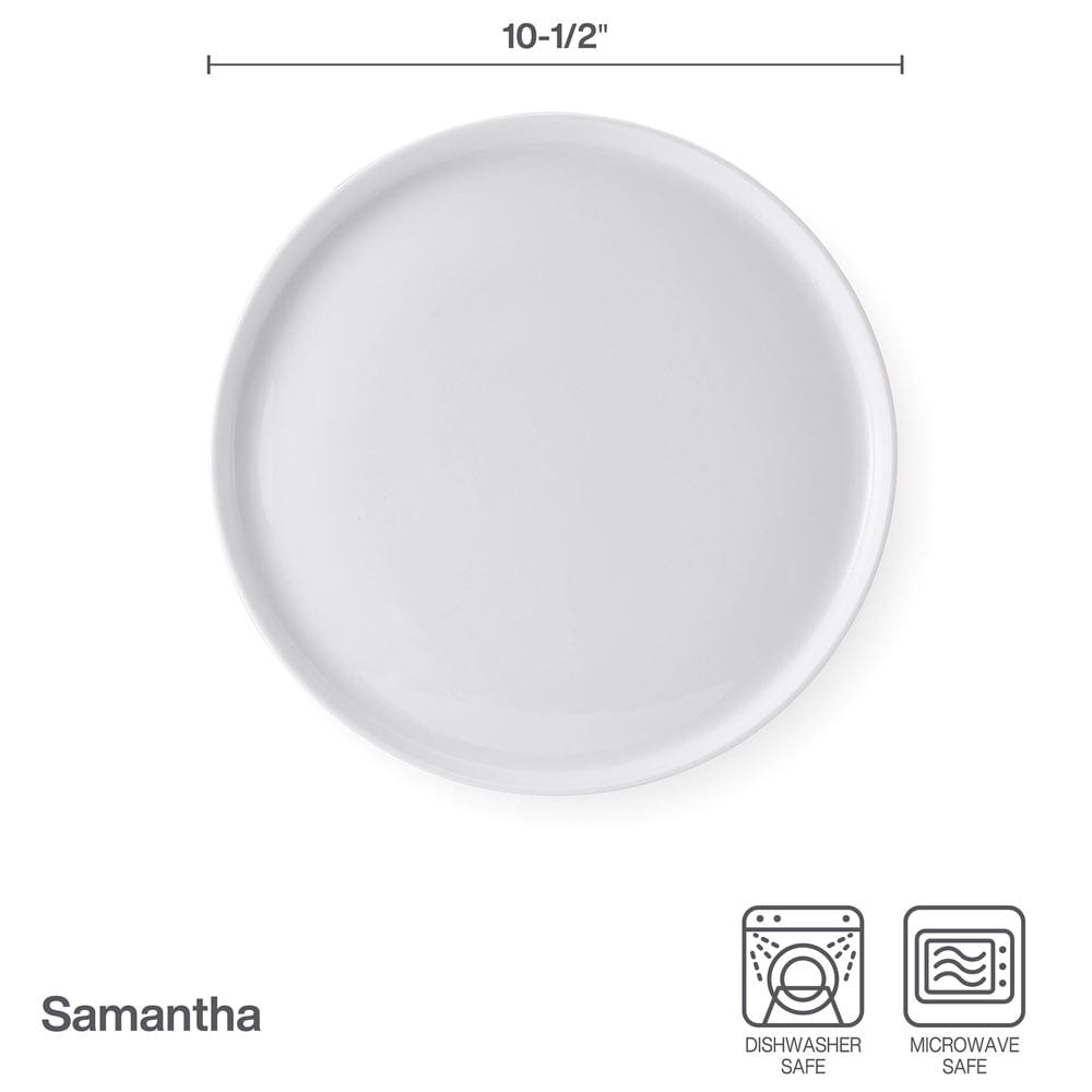 Samantha 4-Piece Dinner Plate Set - Elegant Porcelain Plates for Fine Dining, Everyday Meals & Entertaining - Perfect for Restaurants, Home Kitchens & Special Occasions