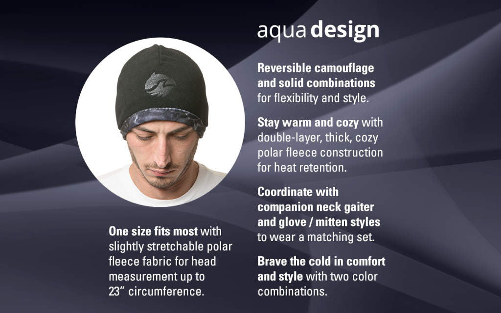 Reversible Polar Fleece Beanie for Men - Warm Winter Hat with Aqua Design - Perfect for Skiing, Snowboarding & Outdoor Activities