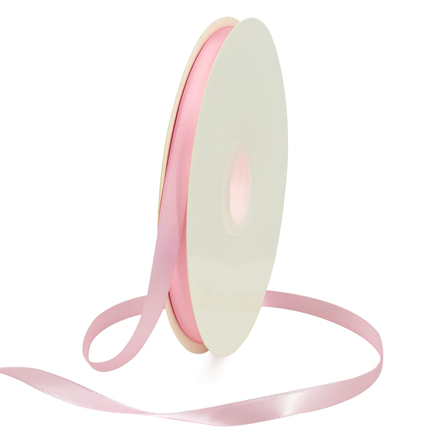 TONIFUL 3/8 Inch x 100 Yards Light Pink Satin Ribbon Roll - Thin Solid Fabric Ribbon for Gift Wrapping, Wedding Decorations, Floral Arrangements, Hair Bows, Balloons & Craft Projects - Perfect for Valentine's Day, Party Invitations & Bouquet Decor