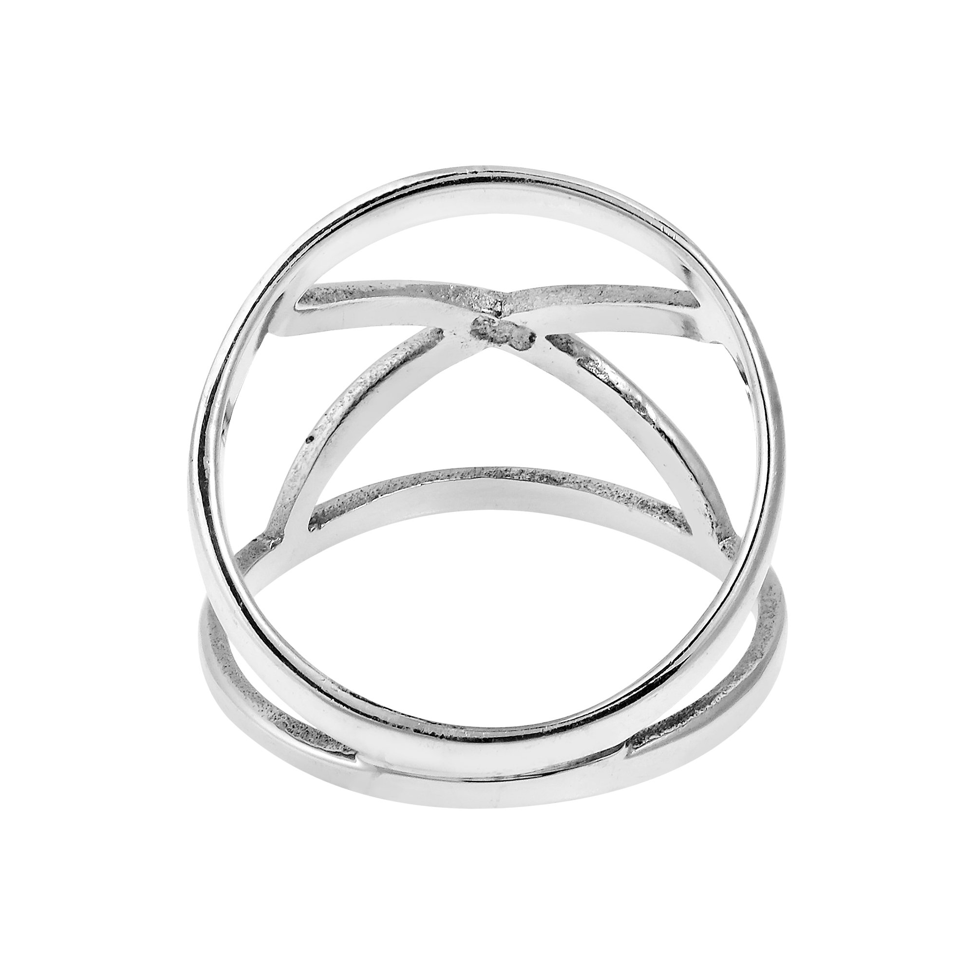 AeraVida Modern Infinite Loop Open X Orbit .925 Sterling Silver Band Ring for Women | Wedding, Engagement & Fashion Statement Jewelry | Casual Everyday Wear | Size 6-10 | Perfect for Date Night, Office & Special Occasions