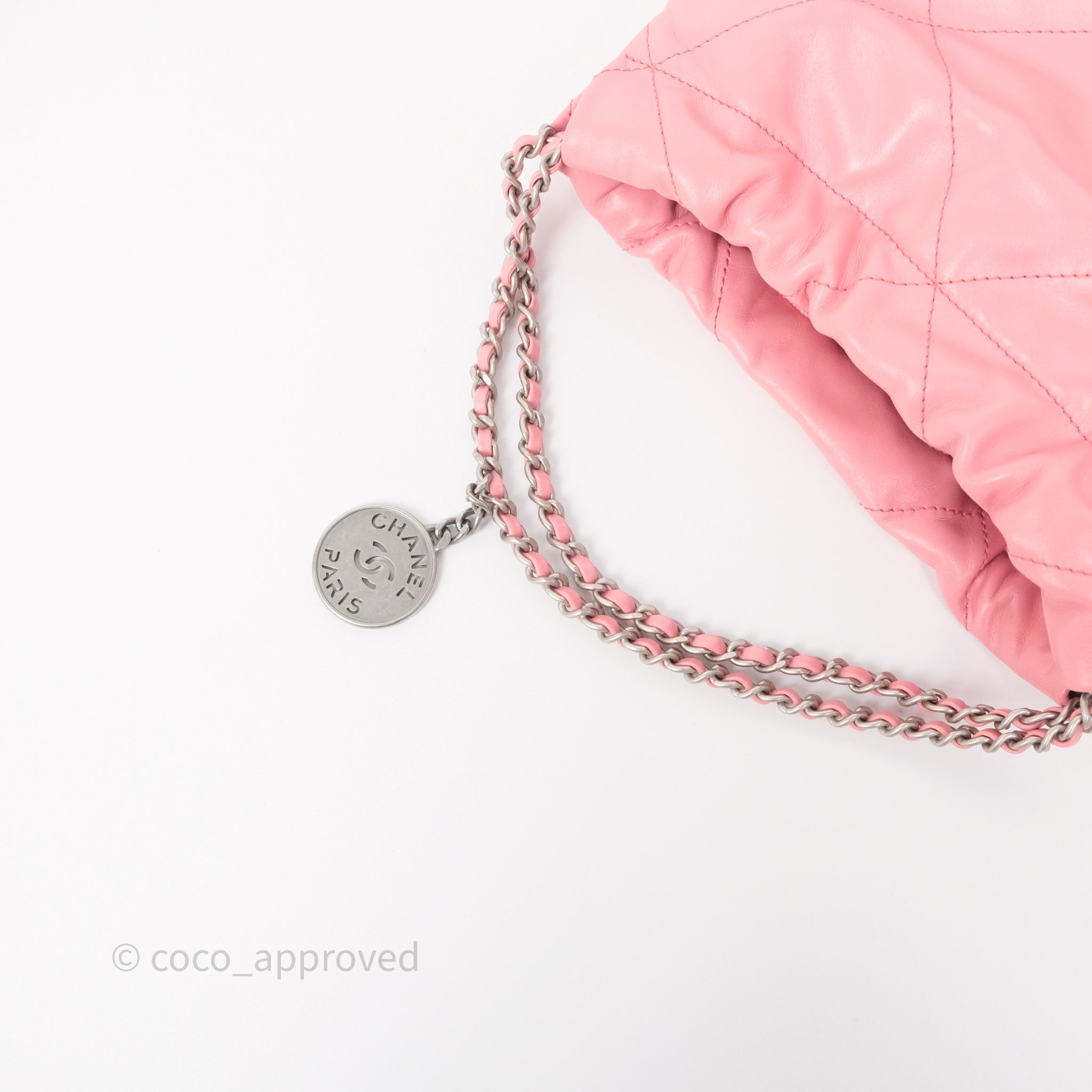 Chanel 22 Mini Bag in Pink Shiny Crumpled Calfskin with Matte Silver Hardware - Luxury Crossbody Purse for Women, Perfect for Date Night & Evening Events