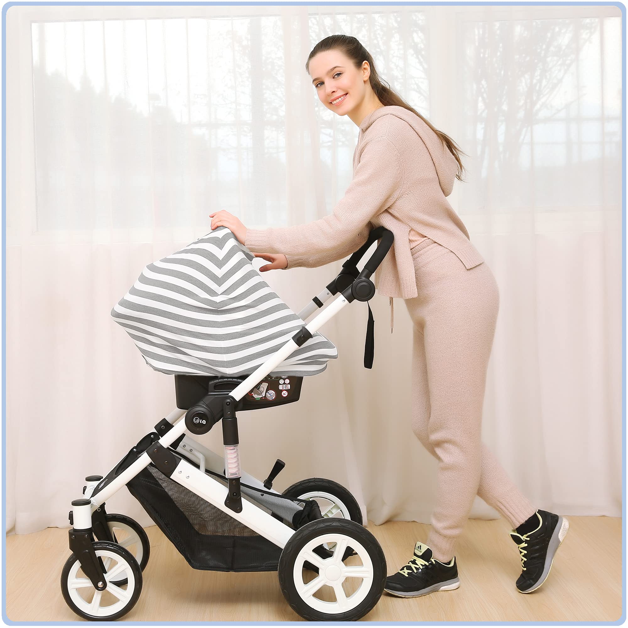 Premium Baby Car Seat Cover - Universal Fit, Soft & Breathable Car Seat Canopy for Infant Boys & Girls - Perfect Shower Gift for New Parents - Ideal for Travel, Shopping & Daily Commutes
