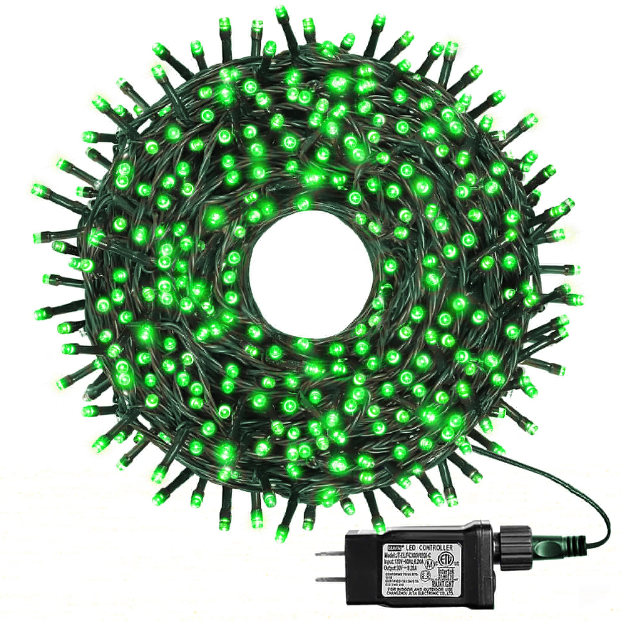 Kemooie 500 LED St. Patrick's Day String Lights - 164FT Green Waterproof Fairy Lights with 8 Modes & Memory Function, Plug-in Outdoor Christmas Lights for Garden, Party, Irish Pub, Home & Holiday Decorations