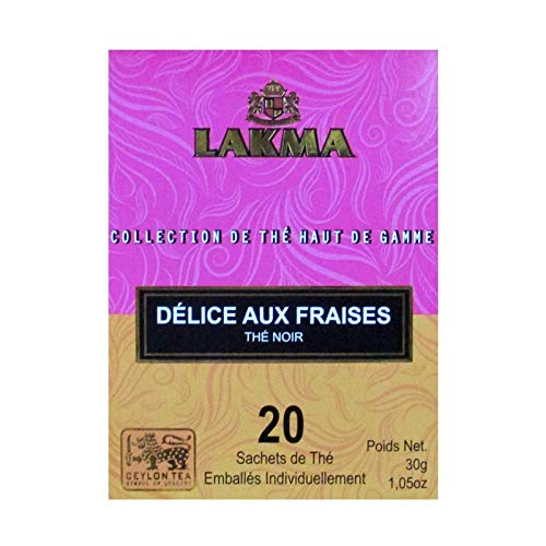 Premium Lakma Black Tea with Strawberry & Cream Flavor - 20 Tea Bags per Pack (16 Packs, 320 Tea Bags Total) - Gourmet Loose Leaf Tea in Elegant Metal Gift Tin - Perfect for Gifting, Afternoon Tea & Relaxation