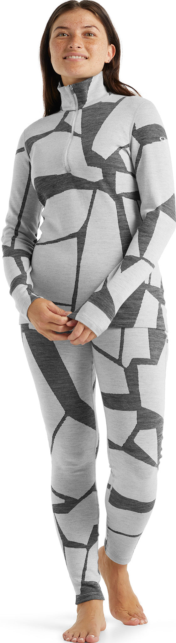 250 Vertex Fractured Landscapes Long Sleeve Half Zip Base Layer for Women - Thermal Underwear for Hiking, Skiing & Outdoor Activities
