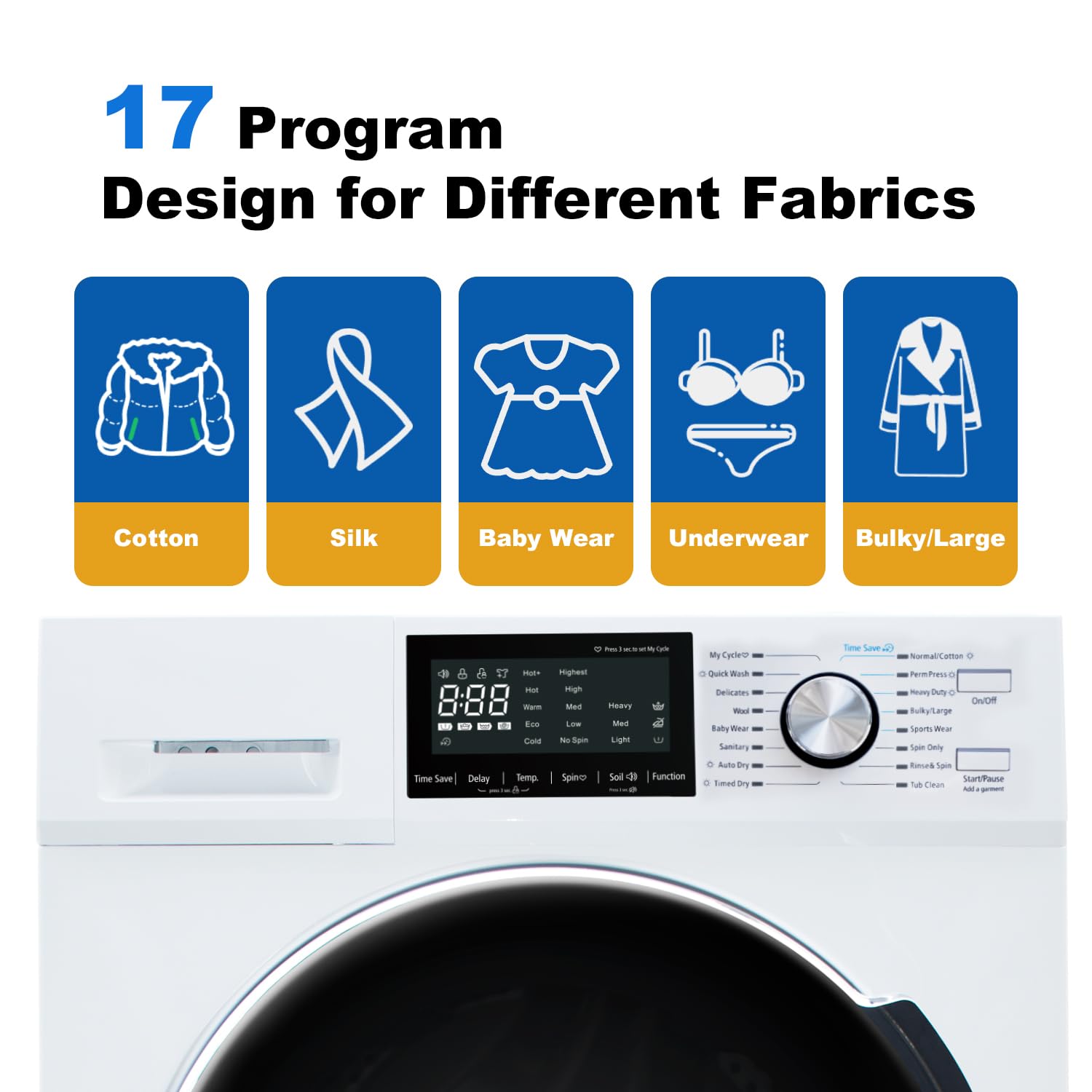 SMETA 2-in-1 Washer Dryer Combo 2.7 cu.ft Compact Laundry Machine - 24 Inch Ventless Front Load Washer & Dryer All-in-One for Apartments, RVs, Small Spaces - 26.7 lbs Capacity, 16 Wash Programs, 120V - Perfect for Tiny Homes, Dorms & Mobile Living