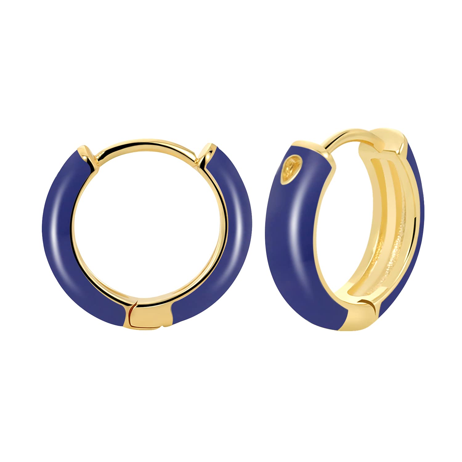 FAMARINE Gold Plated Enamel Huggie Hoop Earrings for Women - Bohemian Statement Jewelry, Multi Piercing Charm Hoops, Trendy Loop Earrings for Girls | Perfect for Parties, Date Nights & Everyday Wear