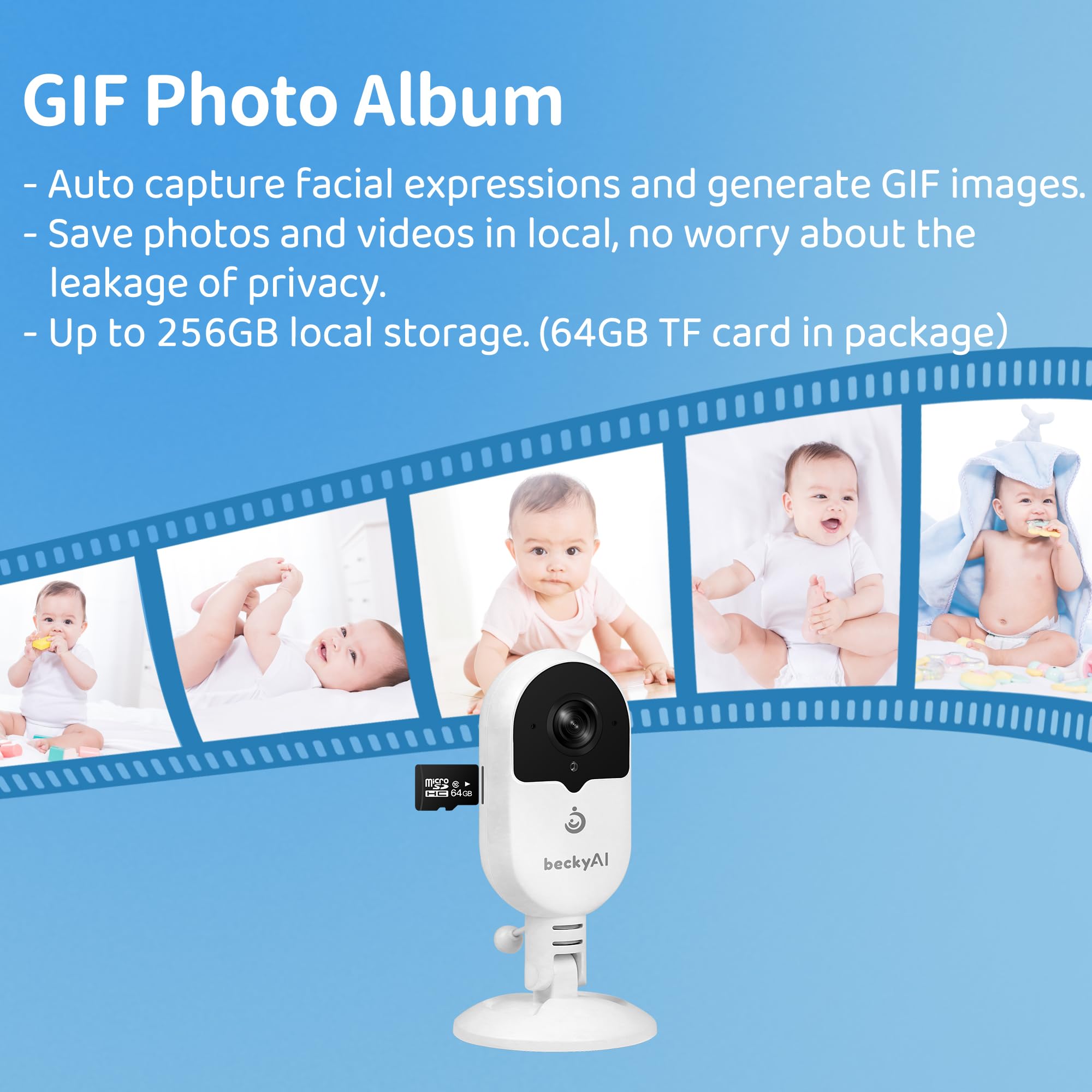 Smart Baby Monitor with Contact-Free Sleep & Breathing Tracking, 2K HD Wi-Fi Video Camera - AI Face Recognition, Crying Detection, Face Cover Alarm, Night Vision & Local Storage - Perfect for Nursery, Daycare & Travel Monitoring