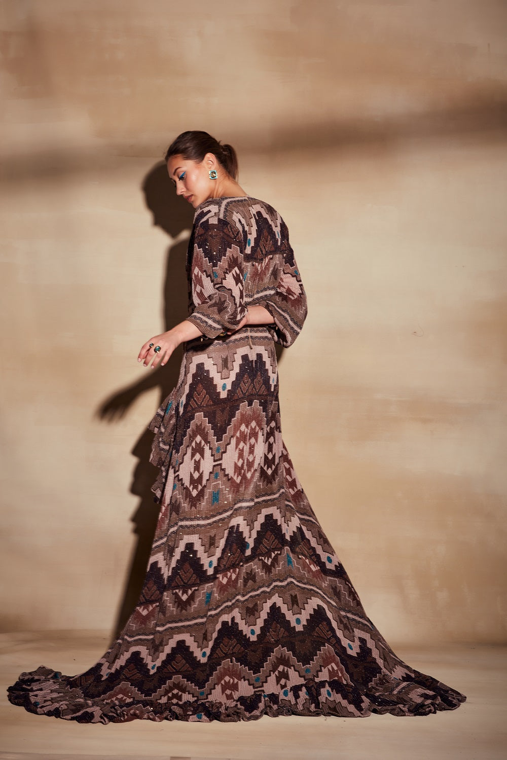 Stylish Tan Tapis Print Dress for Women - Boho Chic Floral Summer Dress for Beach, Vacation & Casual Outings