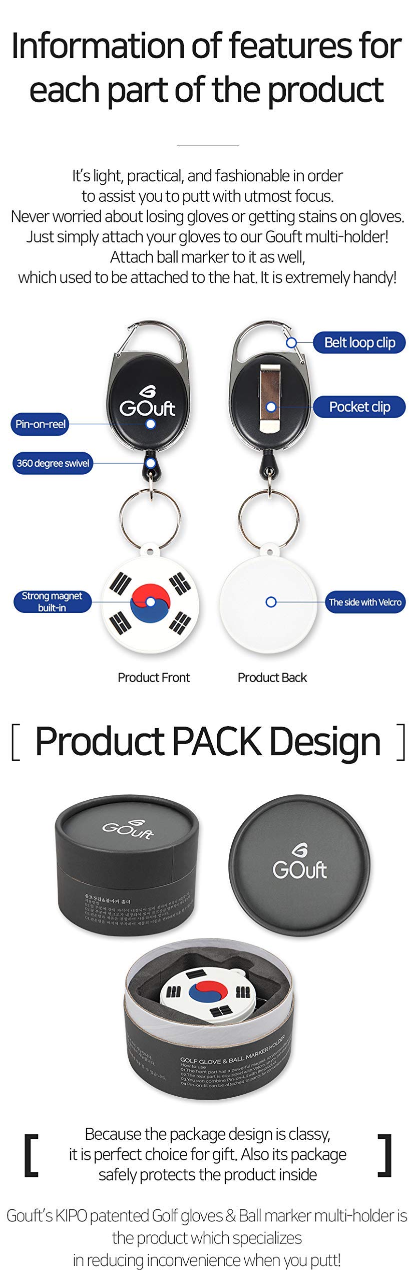 Premium Golf Ball Marker & Glove Holder - Magnetic Golf Accessories for Easy Storage | Perfect for Golf Bags, Carts & On-Course Convenience