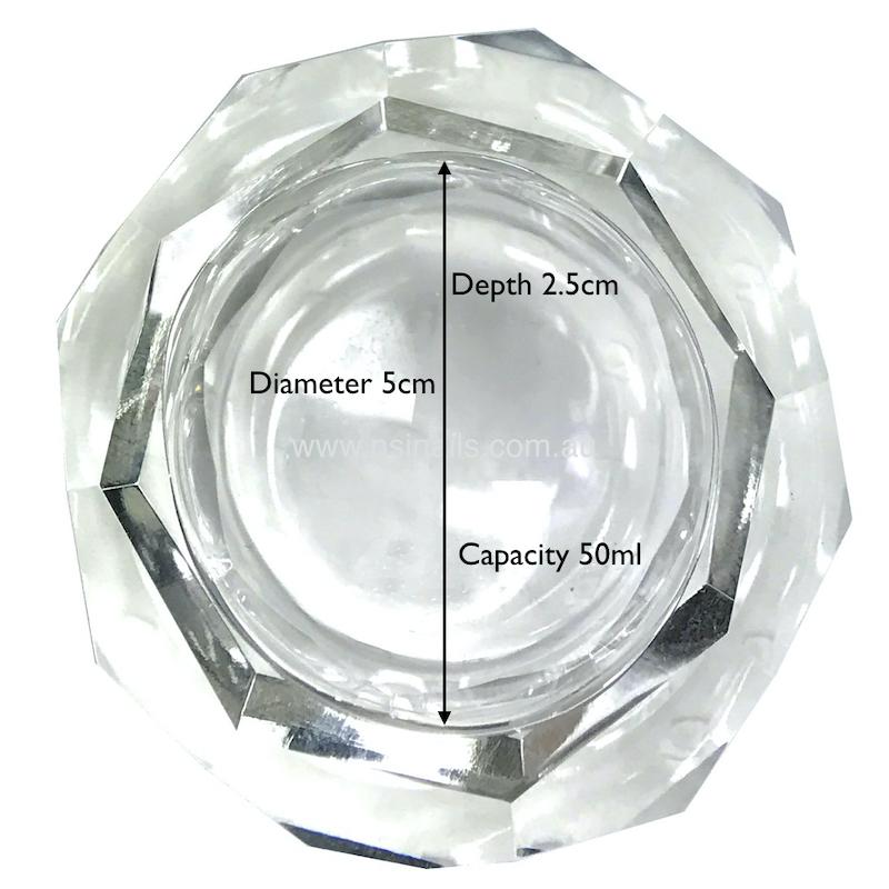 50ml Crystal Glass Dappen Dish Jar - Perfect for Nail Art, Essential Oils & Makeup Storage | Aesthetic Organizer for Salons, Spas & Home Beauty Stations