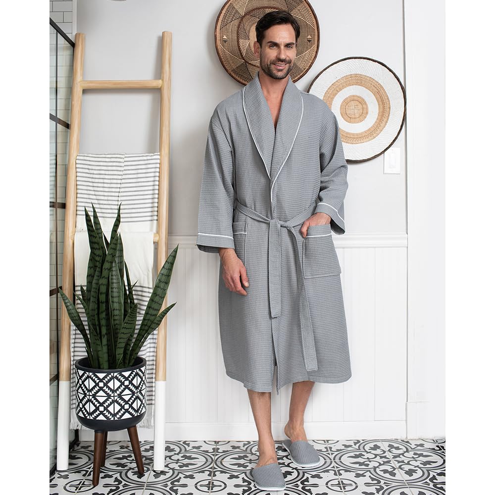 Premium Men's Cotton Waffle Bathrobe - Ultra Soft SPA Luxury Robe for Relaxation at Home, Hotel & Spa Retreats