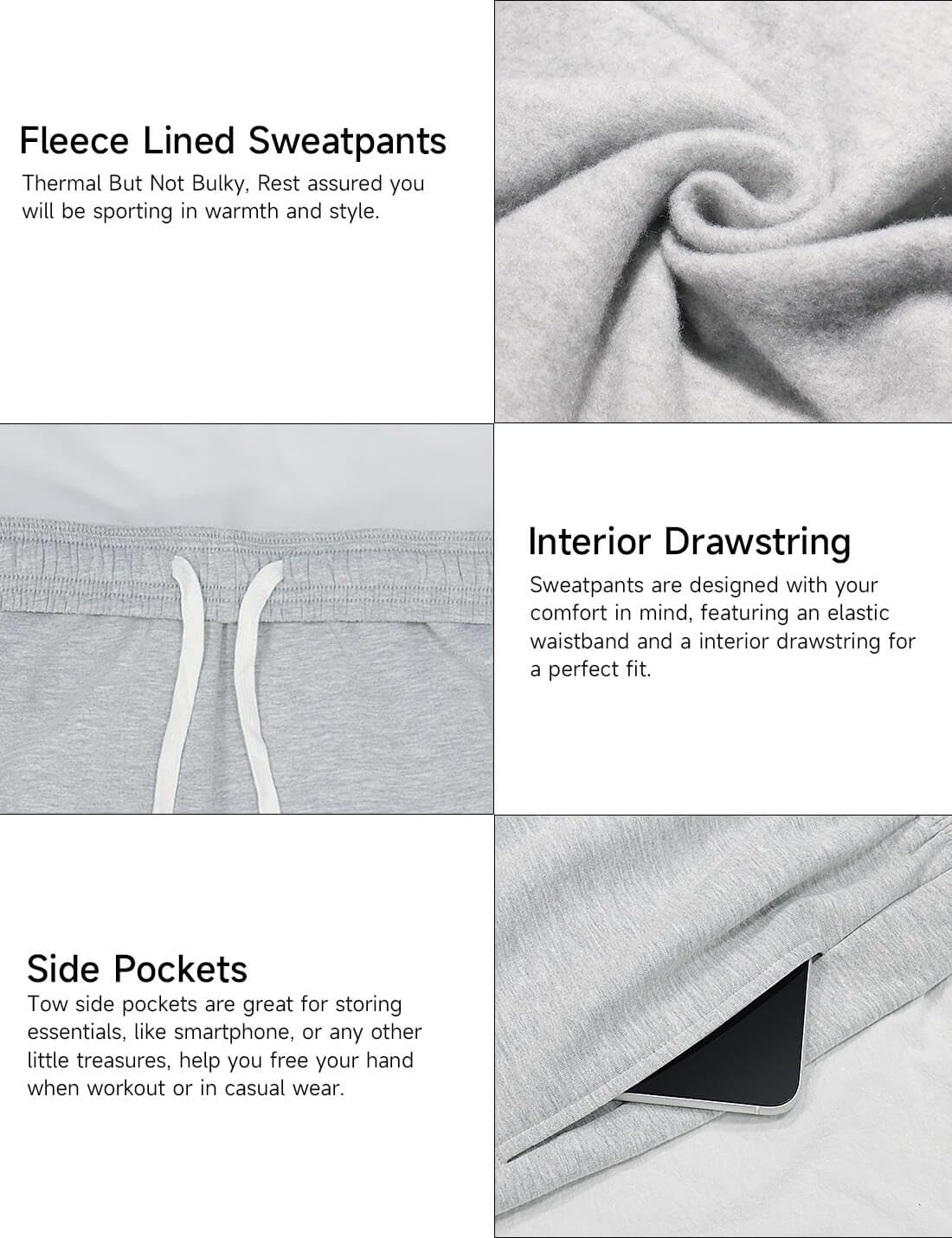 HeSaYep Women's Fleece Lined Sweatpants - Wide Leg Thermal Winter Warm Baggy Joggers with Pockets for Women - Cozy Lounge Pants for Home, Workout & Outdoor Activities