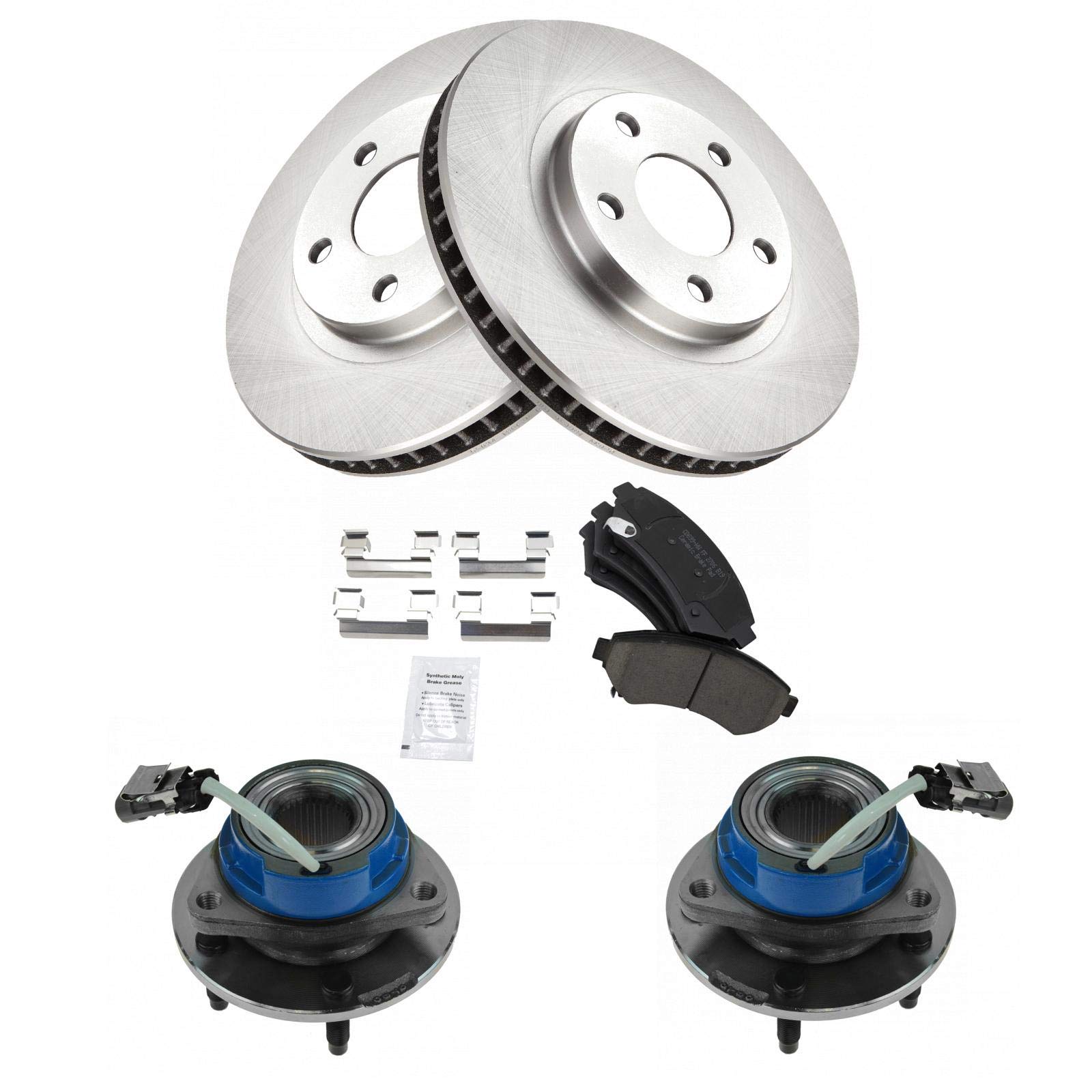 TRQ Wheel Hub Ceramic Brake Pad Rotor Kit with High-Performance Brake Chemicals - Perfect for Smooth & Quiet Braking on Trucks, SUVs, and Performance Vehicles