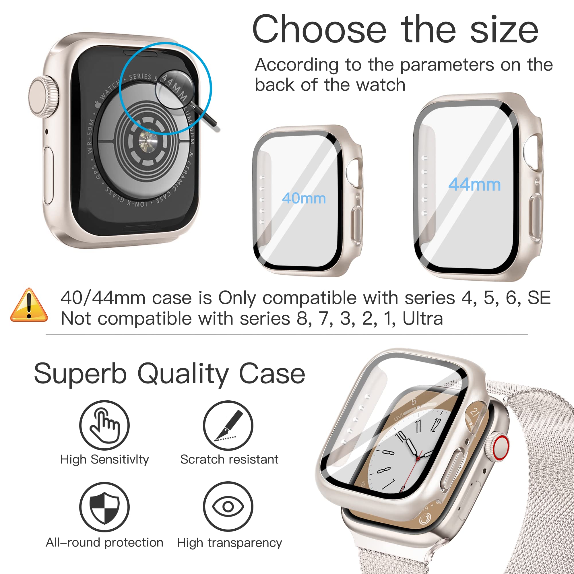 Vamyzji Magnetic Strap for Apple Watch SE 44mm - Stainless Steel Band for Series 6/5/4 - Adjustable for Men & Women - Perfect for Workouts & Daily Wear