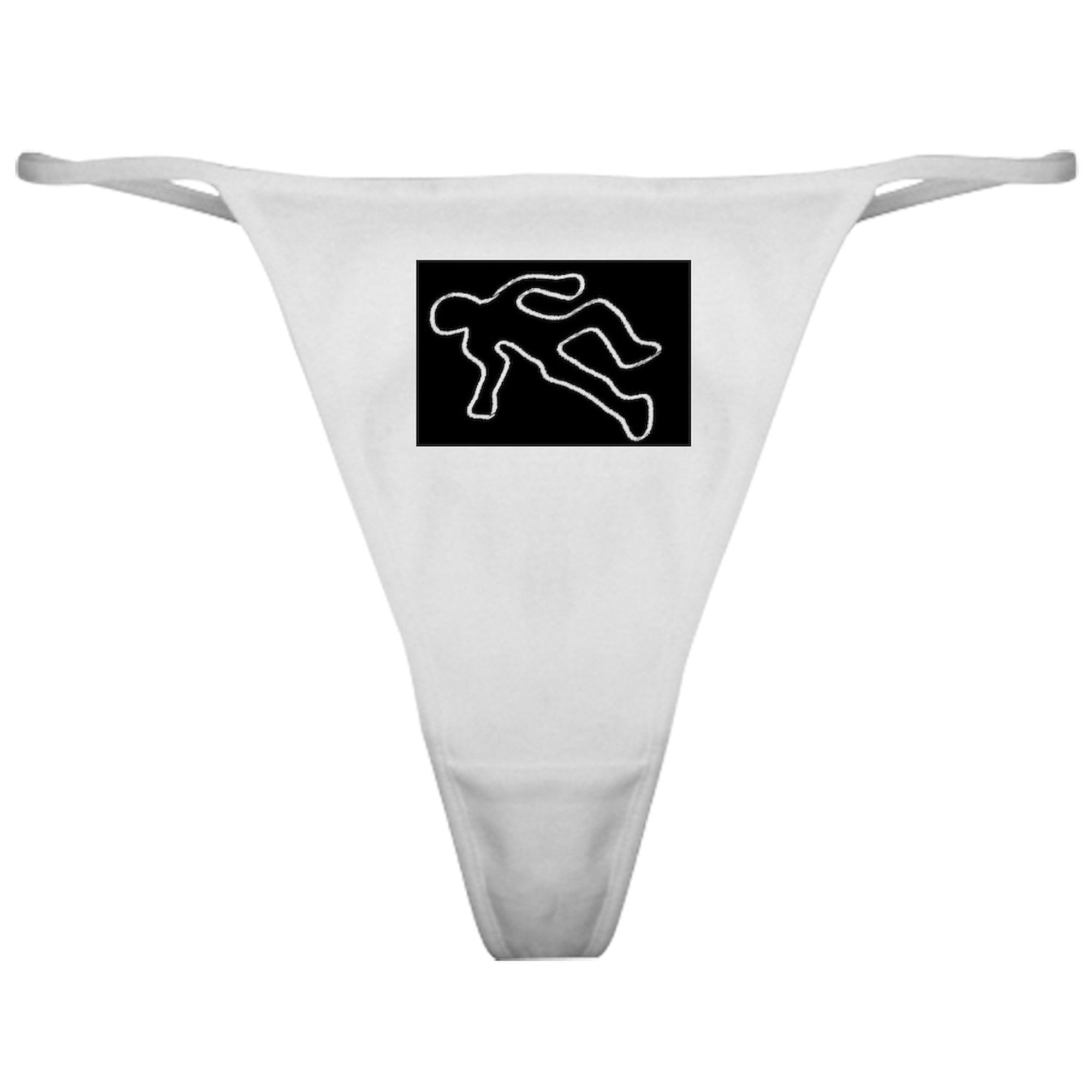 Crime Scene Chalk Outline Women's Thong Underwear - Funny Novelty Panties for Halloween Costumes & Gag Gifts