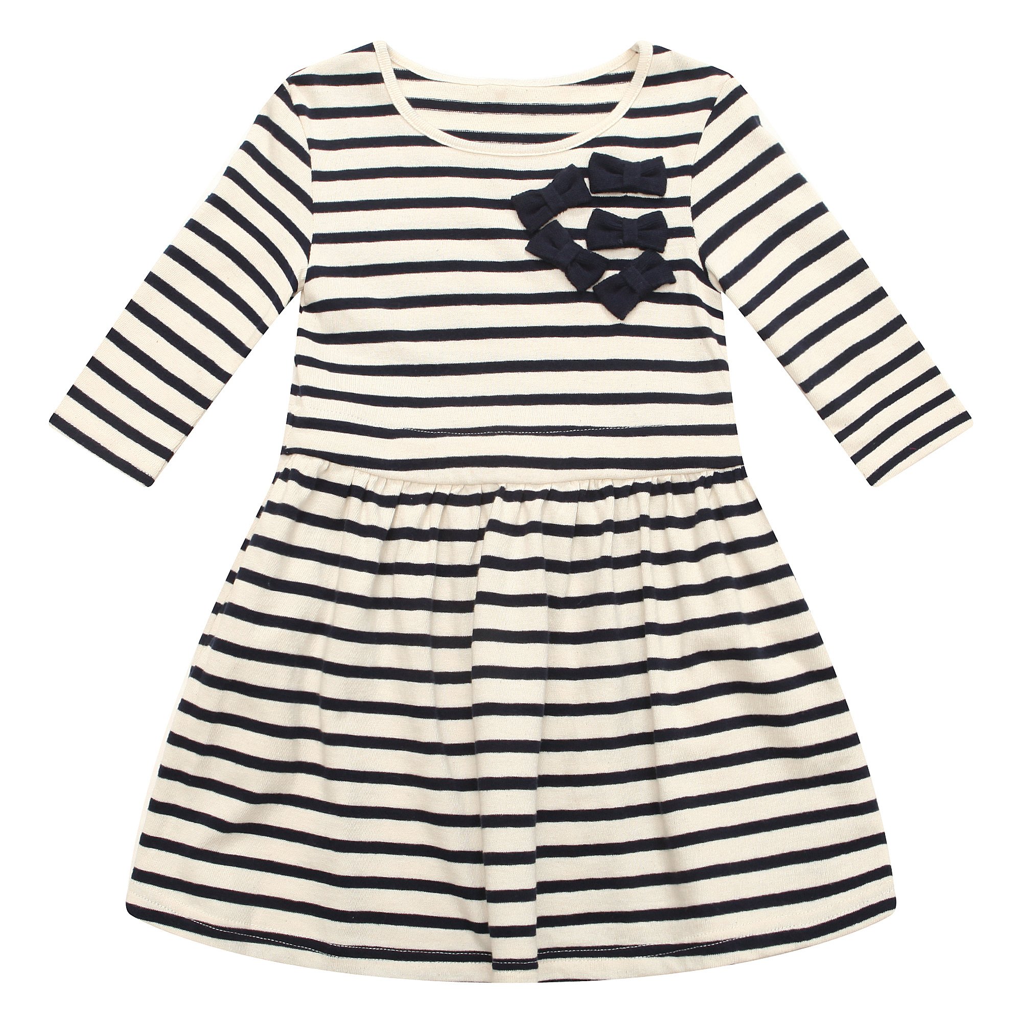 Richie House Big Girls' Striped Knit Dress with Matching Bows | Size 2-14 | RH1672 | Perfect for School, Parties & Special Occasions