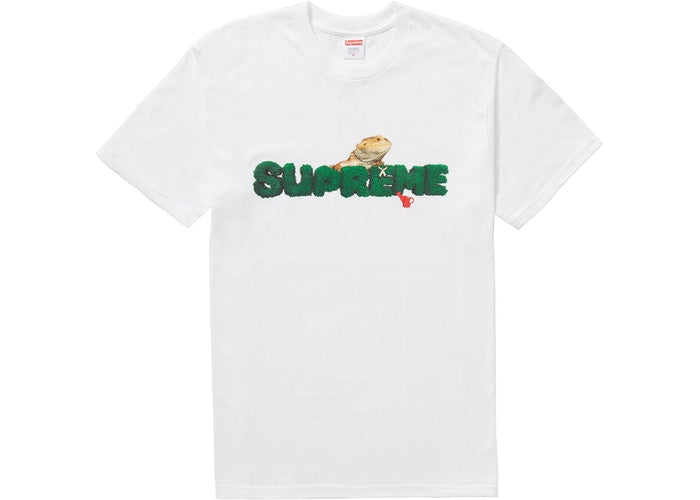 Supreme Lizard Graphic T-Shirt for Men - 100% Cotton White Crewneck Tee - Streetwear Fashion for Casual Wear & Hip Hop Style