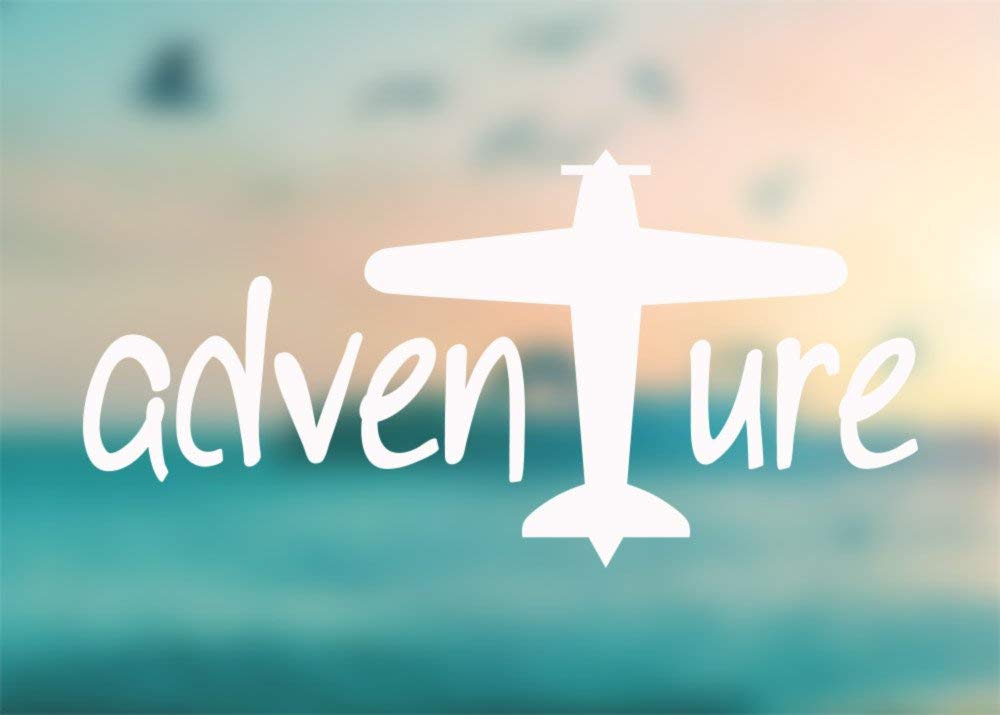 Adventure Travel Airplane Vinyl Decal Sticker - Waterproof for Car, Truck, Laptop, Phone - Multiple Sizes Available - Perfect for Outdoor Enthusiasts & Travel Lovers