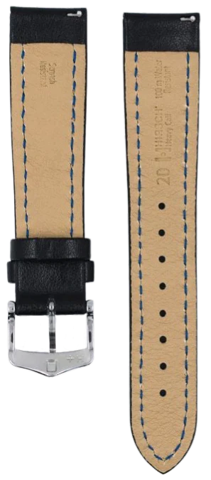 Hirsch Heavy Calf Black 24mm Watch Band - Premium Leather Strap for Men's Watches | Perfect for Dress Watches, Business & Formal Occasions