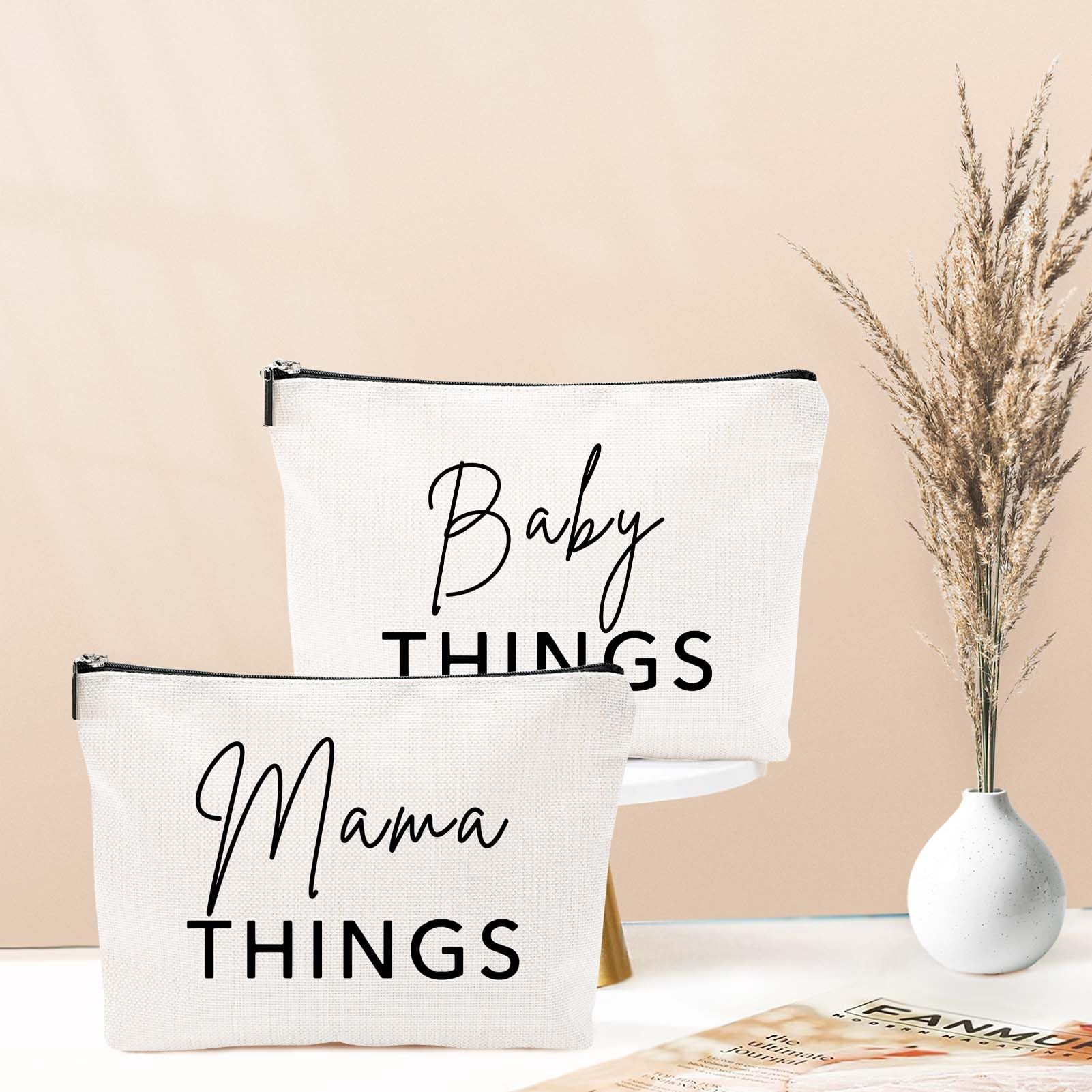Premium Mama and Baby Travel Bag Set - Durable Canvas Pouch Organizer for New Mothers | Baby Essentials Storage & Toiletry Organizer | Perfect Mother's Day Gift Set of 2 | Ideal for Hospital Visits, Daycare & Family Trips