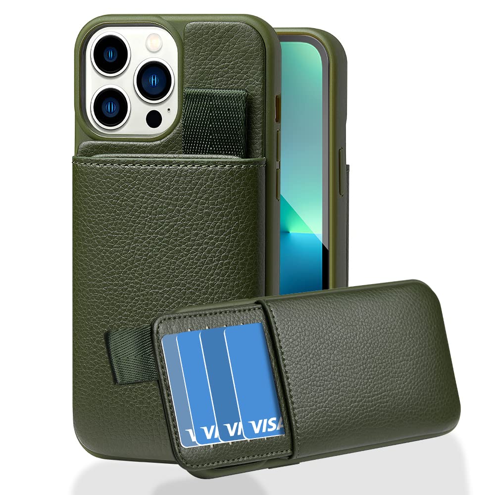 LAMEEKU iPhone 13 Pro Max Wallet Case with RFID Blocking - Leather Card Holder & Shockproof TPU Protective Cover (6.7