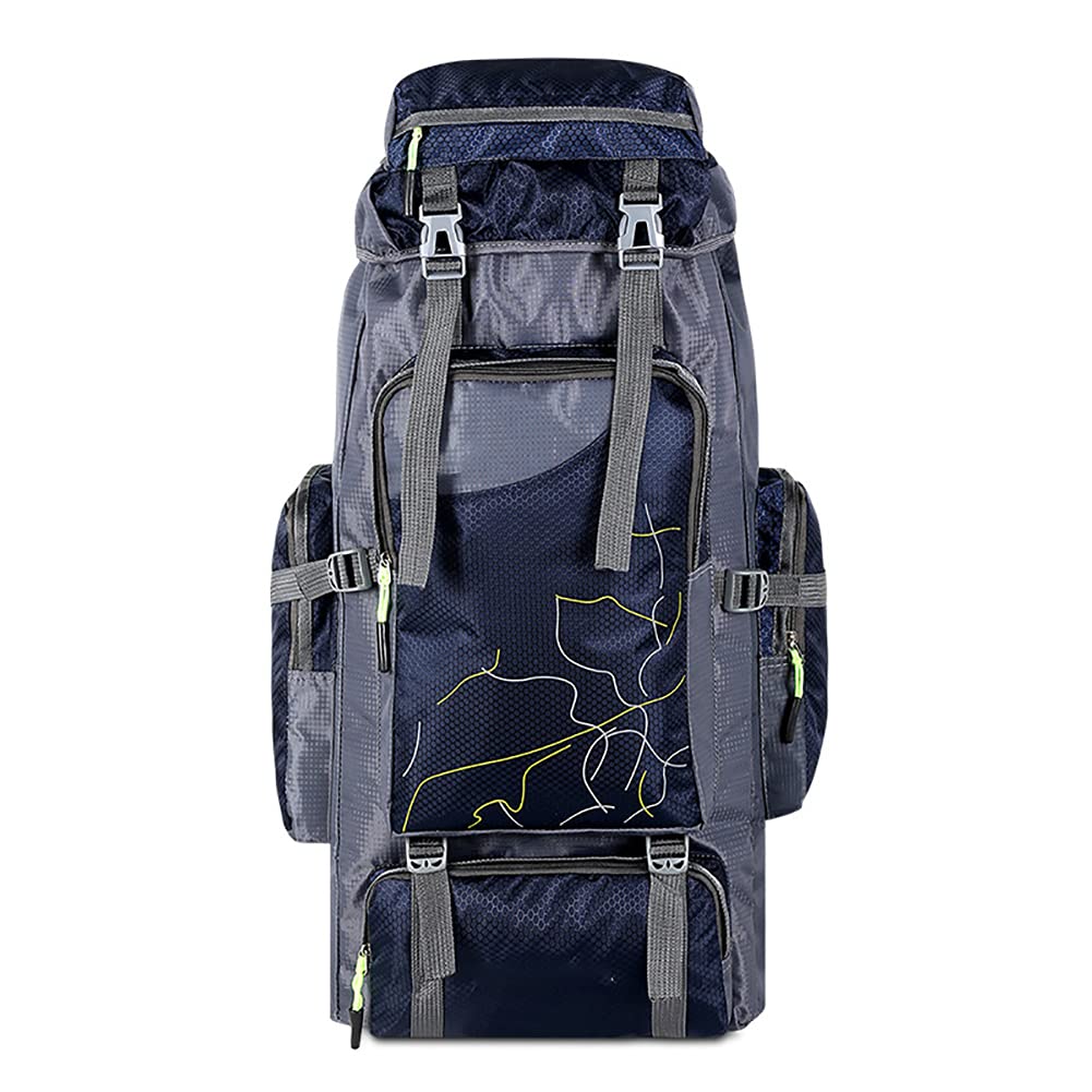 Rozhuhro 70L Lightweight Waterproof Hiking Backpack - Large Capacity Trekking Bag for Men, Outdoor Travel, Mountaineering, Camping, Cycling & Fishing - Durable & Water-Resistant with Belt - Dark Blue | Perfect for Backpacking, Day Trips & Adventure Sports