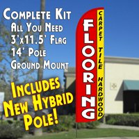 Windless Feather Banner Flag Kit - Carpet, Tile & Hardwood Flooring Display (Flag, Pole & Ground Mount) for Trade Shows, Retail Stores & Outdoor Events