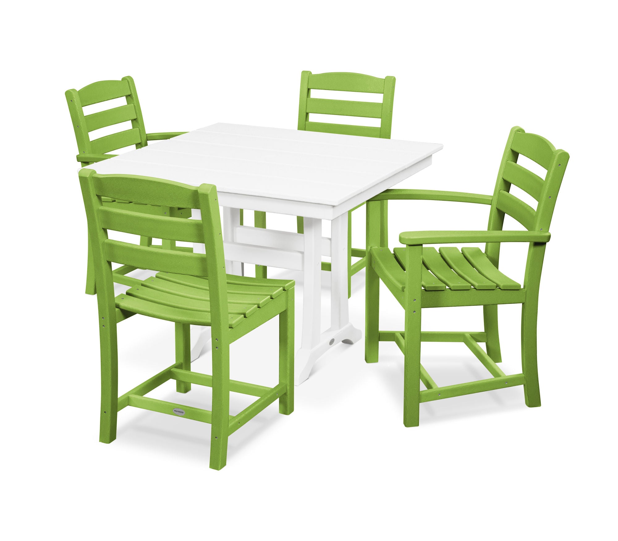 POLYWOOD La Casa Café 5-Piece Farmhouse Trestle Dining Set - Outdoor Patio Furniture for Garden, Backyard, and Poolside Dining
