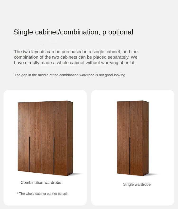 Solid Oak Wood Wardrobe - Spacious & Durable Closet Organizer for Bedroom, Living Room, or Walk-In Closet Storage