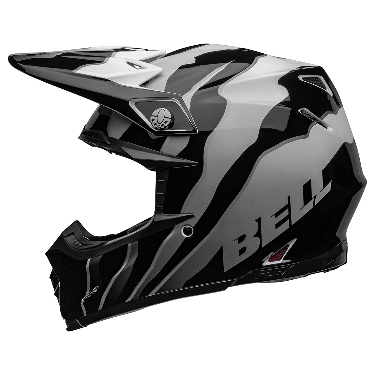 BELL Moto-9S Flex Motorcycle Helmet - Claw Gloss Black/White - Medium Size - DOT Certified for Street & Off-Road Riding - Perfect for Motocross, Adventure Touring & Daily Commuting