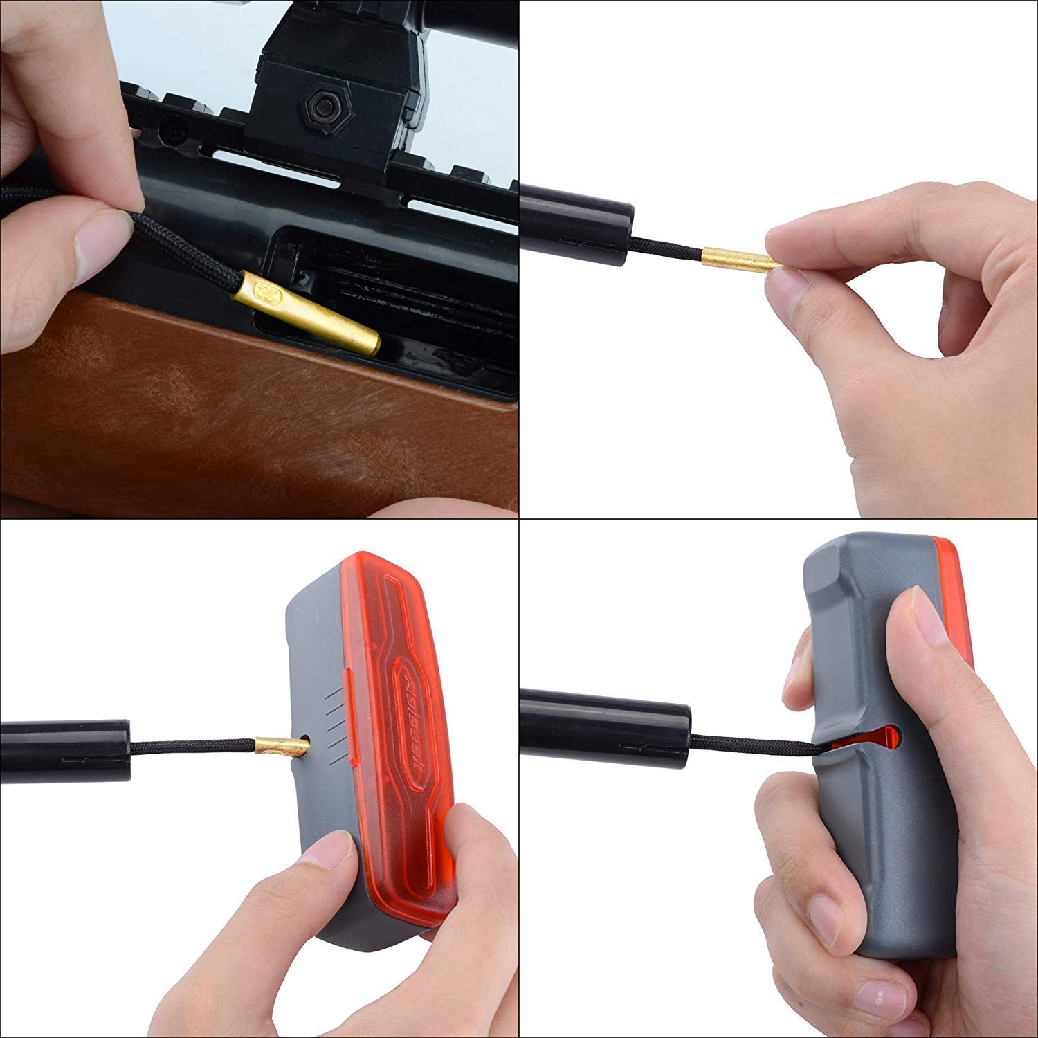 Raiseek Bore Cleaner Gun Cleaning Brush Kit for 9mm .17 .357 .30 .40 .45 Caliber Pistols & Rifles - Professional Firearm Maintenance Tool for Range Shooting & Hunting