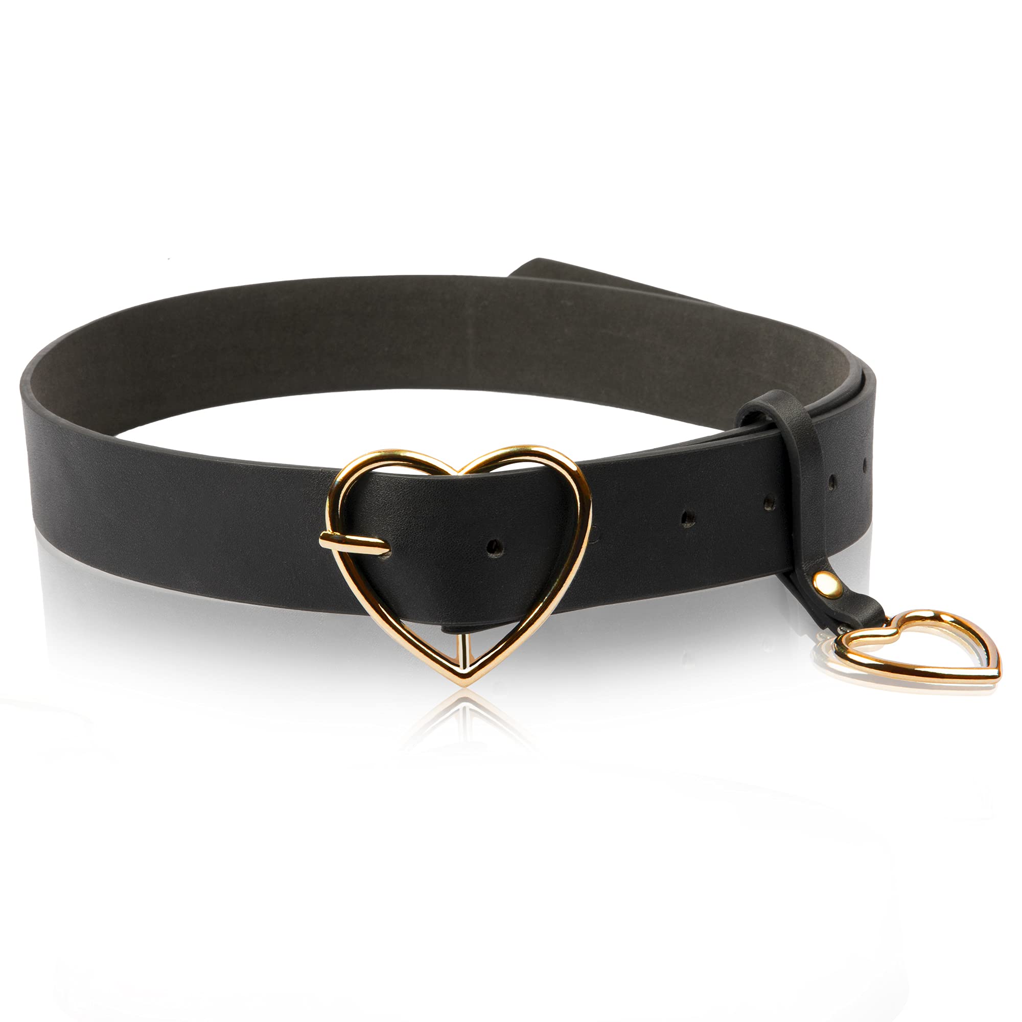 Stylish TXIN PU Leather Black Belt with Heart Buckle for Women & Girls - Cute Skinny Waist Band Strap for Dresses, Jeans & Outfits | Perfect for Casual Wear, Office Attire & Special Occasions