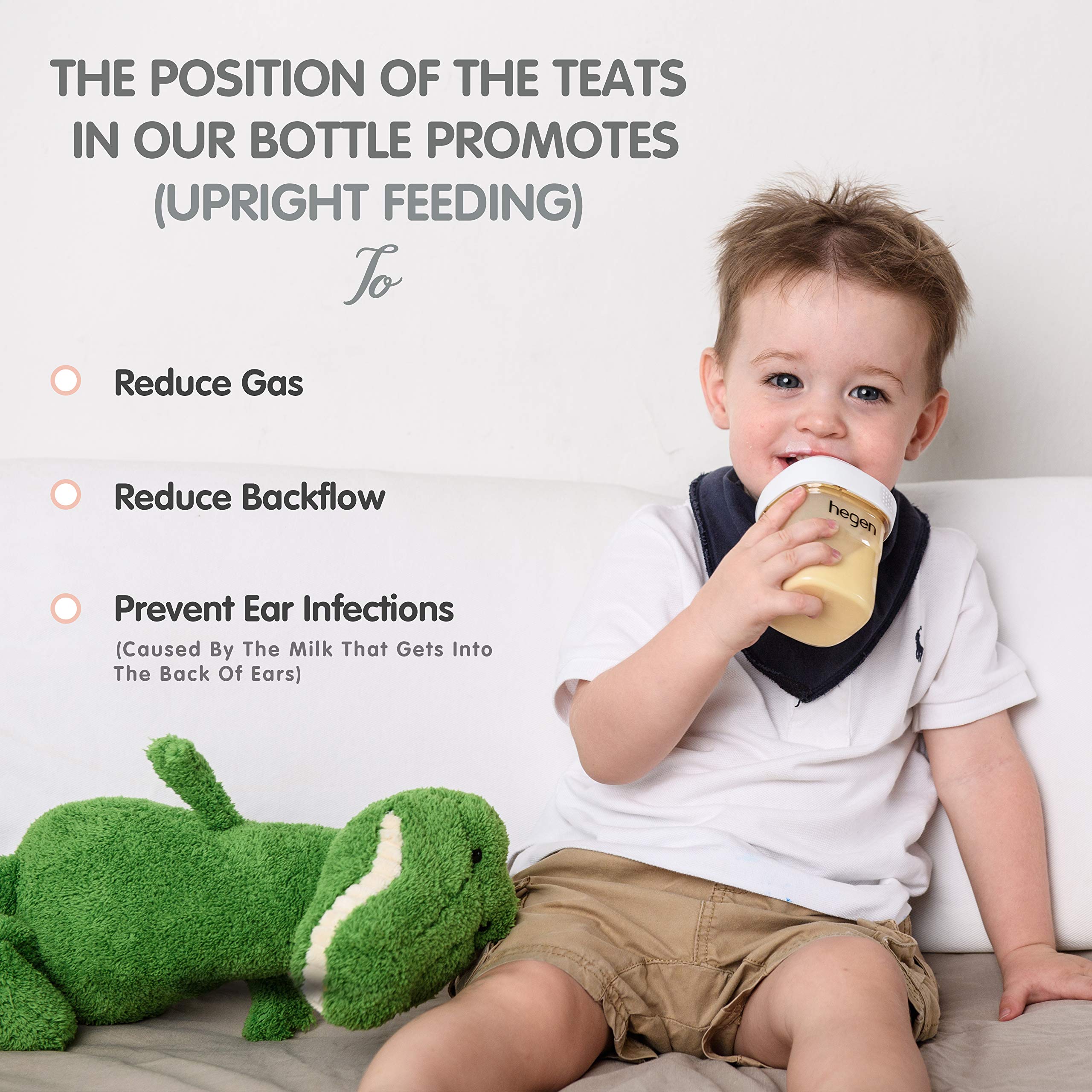 Hegen Newborn Baby Bottle Basic Starter Kit - PPSU Baby Bottles with Medium & Slow Flow Teats - Includes Breast Milk Storage Lids & Secure Seals - Perfect for Breastfeeding, Travel, and On-the-Go Feeding