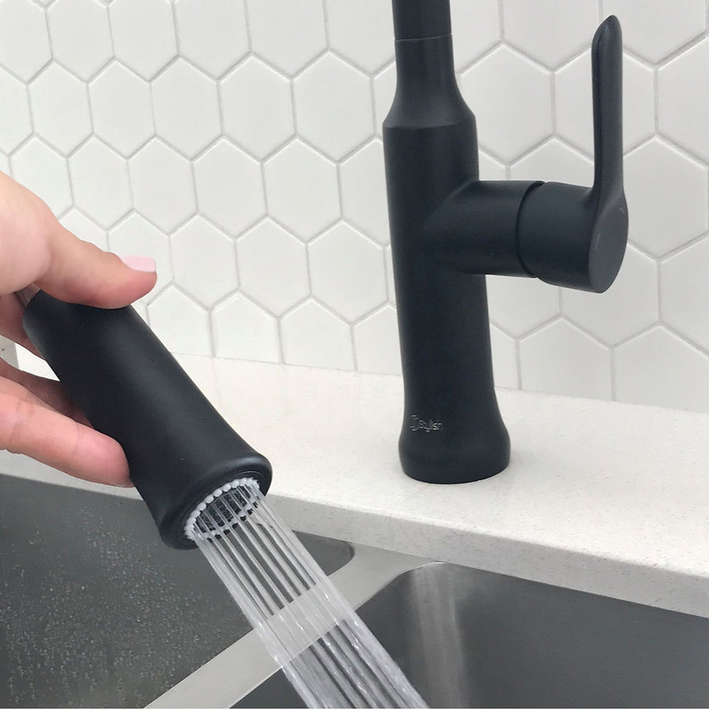 FORLI Single Handle Pull Down Kitchen Faucet - Modern Stainless Steel Sink Faucet with High Arc Spout & Smooth Handle - Perfect for Cooking, Washing Dishes & Filling Pots
