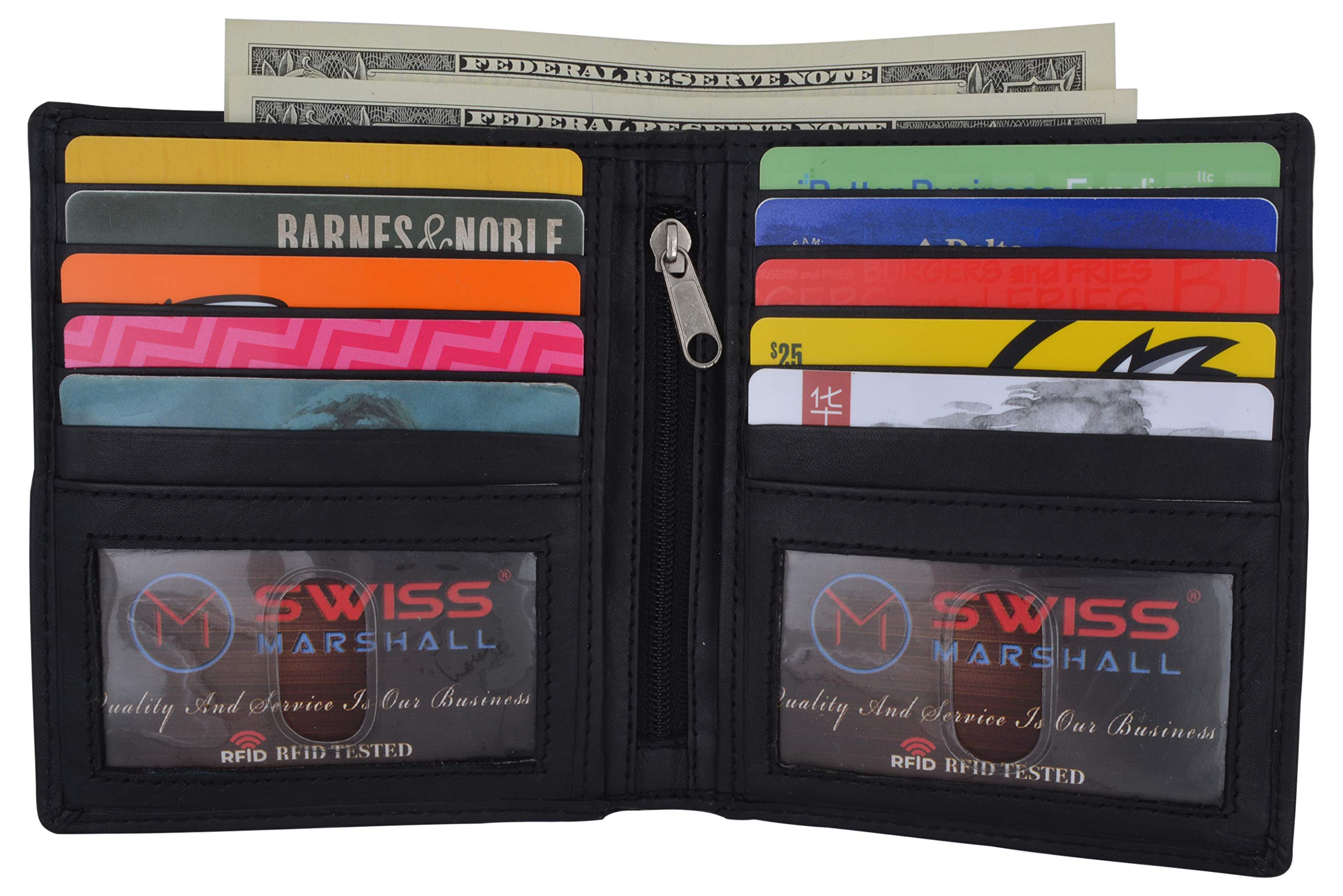 Premium RFID Blocking Bifold Leather Wallet for Men - Slim Design with 2 ID Card Holders - Ideal for Travel, Business & Everyday Use